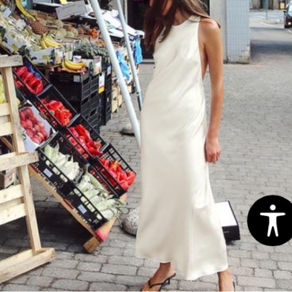 Zara Cream Midi Slip Dress with Open Back - Picture 7 of 9